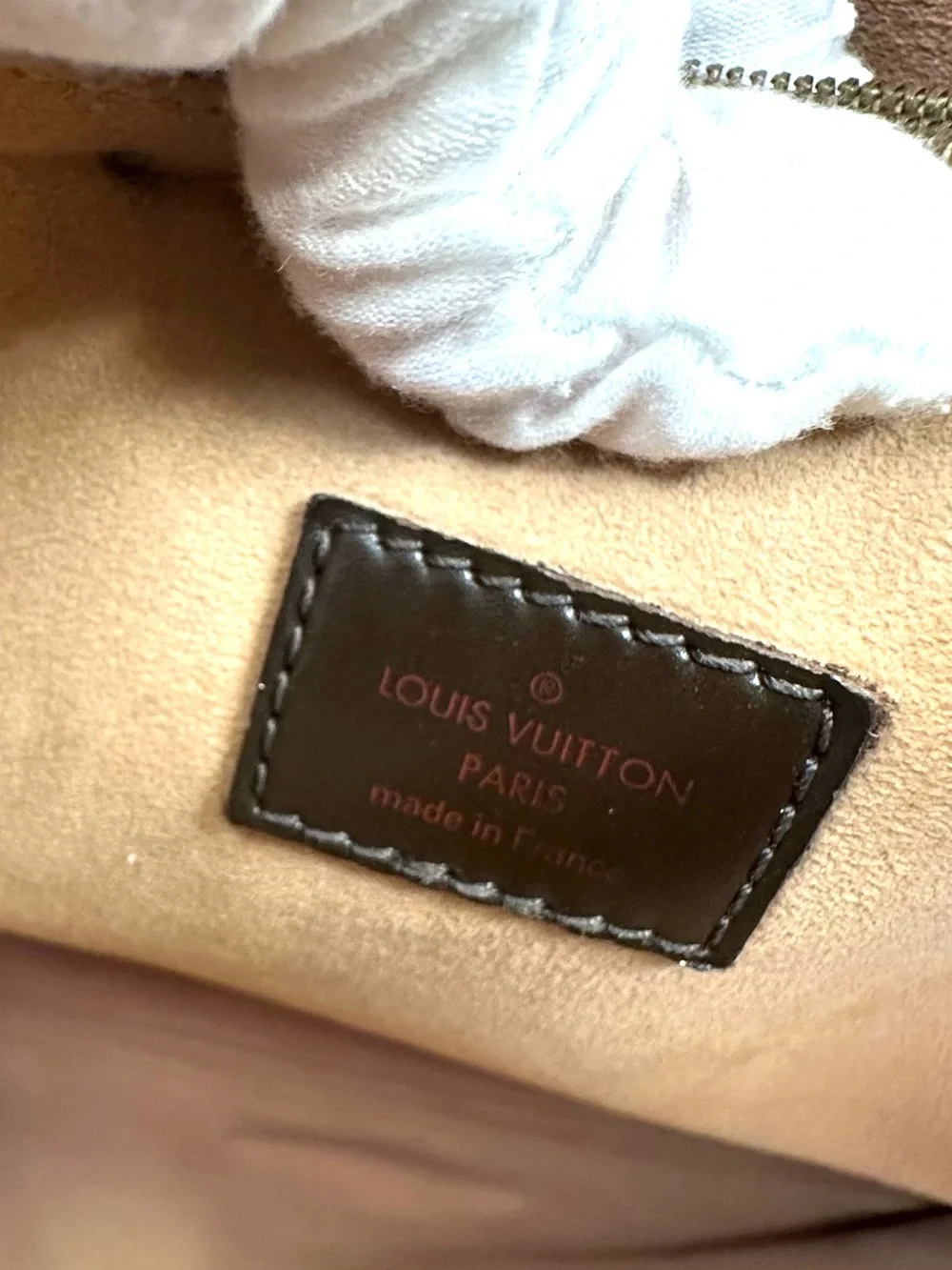 Louis Vuitton Brown Damier Ebene Kensington Canvas Tote with Gold V Detail